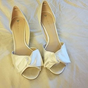 Pelle Moda Alera white silk kitten heels